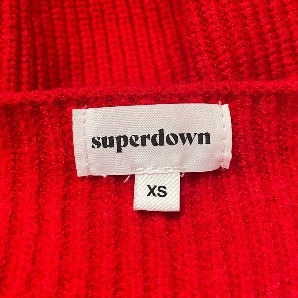 Superdown Geraldine Ribbed Cropped Sweater‎ in Red Size Extra Small